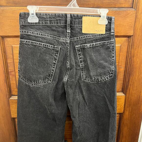 Rag & Bone sz 25 Black Logan Mid-Rise Wide Leg Jeans Black Fillmore With Holes - Picture 9 of 16